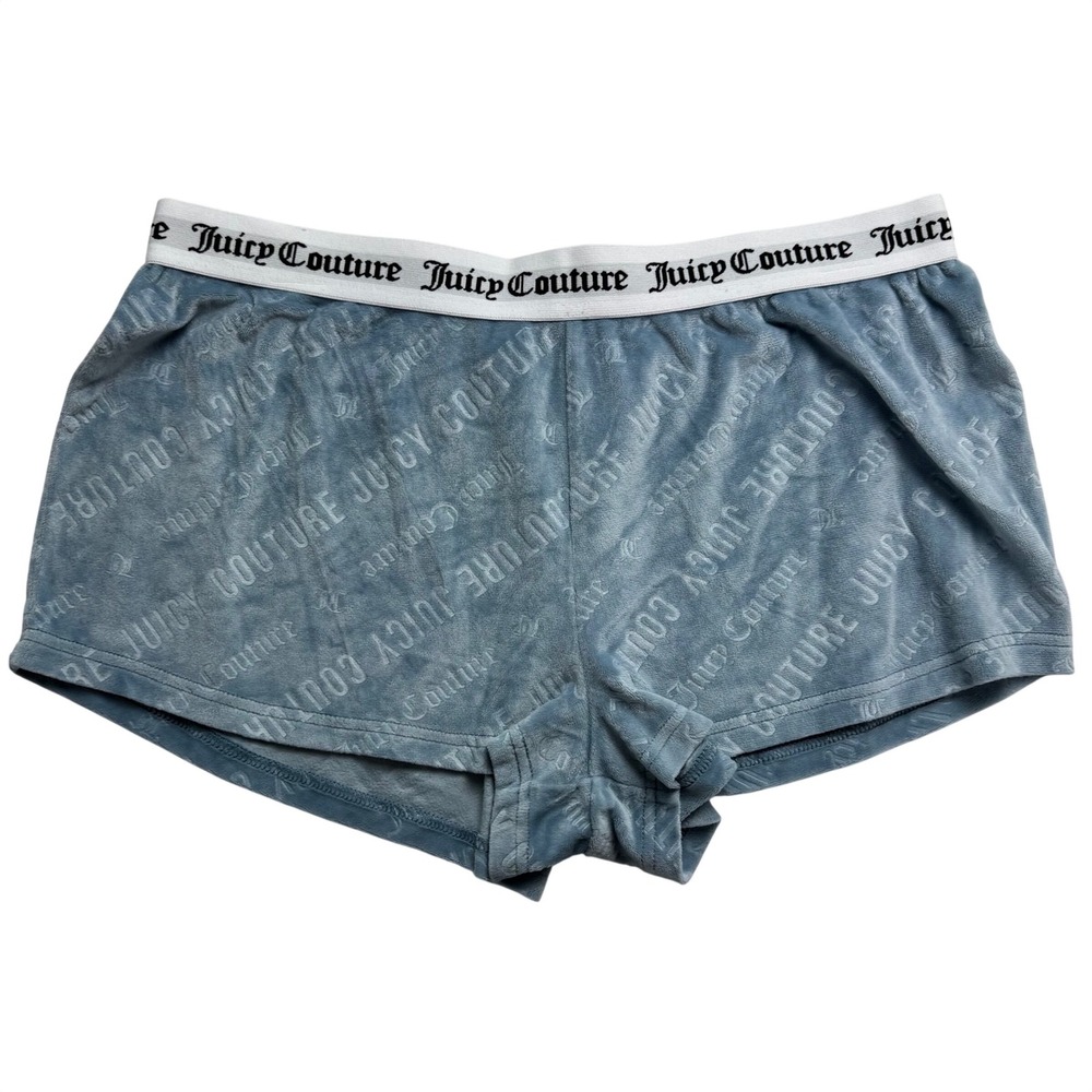 Juicy Couture Blue Velour Logo Sleep Shorts‎ Womens Large Lounge Wear